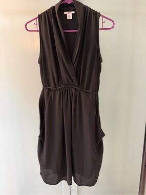 Bar III Black Sleeveless Wrap-Style Mini Dress